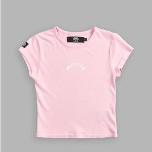 New She Darc Sport Chopper Baby Tee in Cherry Blossom Pink - Size Large